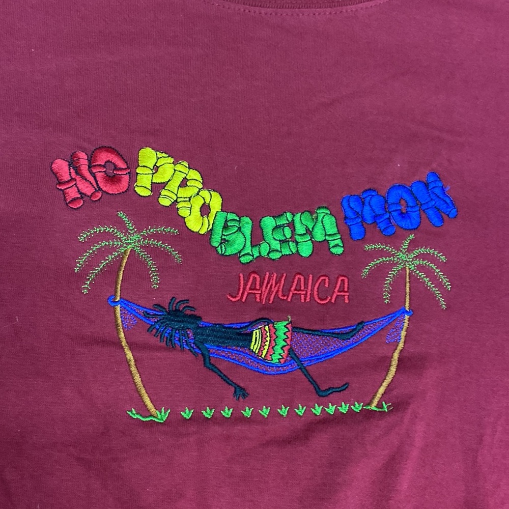 Vintage Jamaican embroidered T-shirt no problem mon size XL